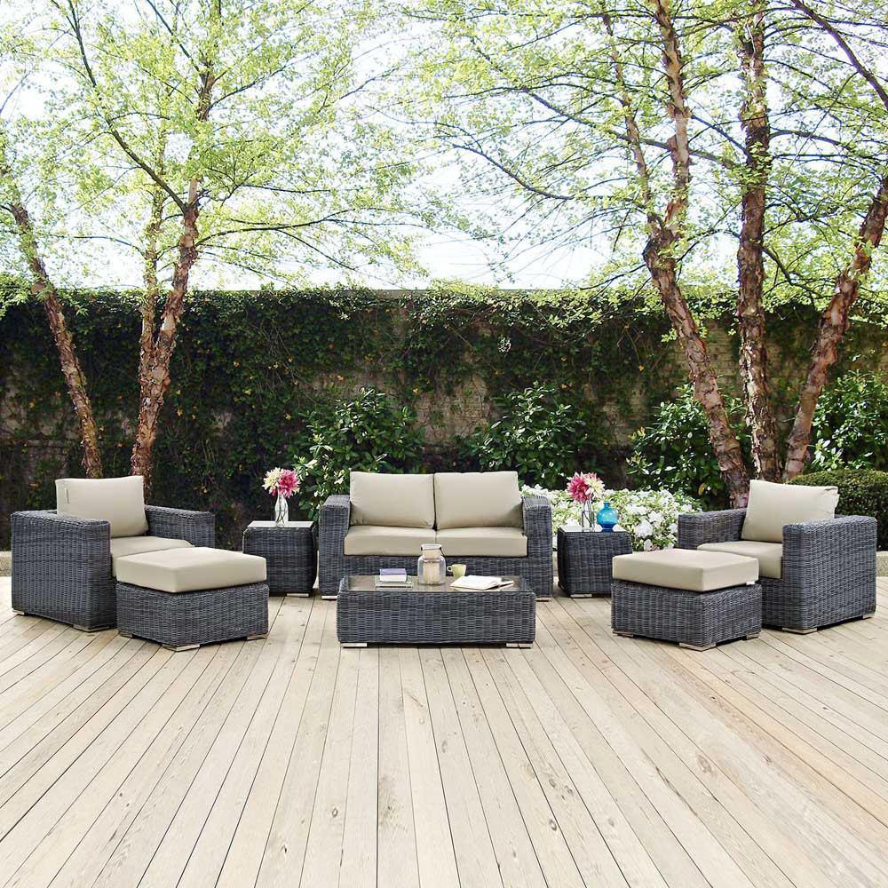 Modway Summon 8 Piece Outdoor Patio Sectional Set - EEI-1894 | Outdoor Sofas, Loveseats & Sectionals | Modishstore - 1
