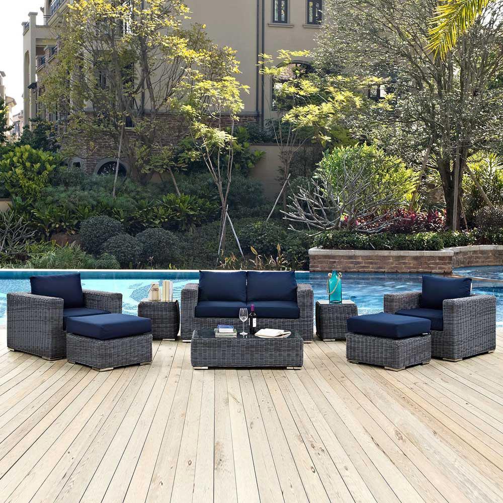 Modway Summon 8 Piece Outdoor Patio Sectional Set | Outdoor Sofas, Loveseats & Sectionals | Modishstore-16