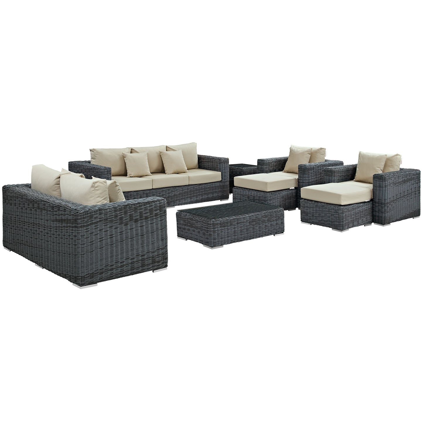 Summon 9 Piece Outdoor Patio Sunbrella® Sectional Set By Modway - EEI-1895 | Outdoor Sofas, Loveseats & Sectionals | Modishstore - 2