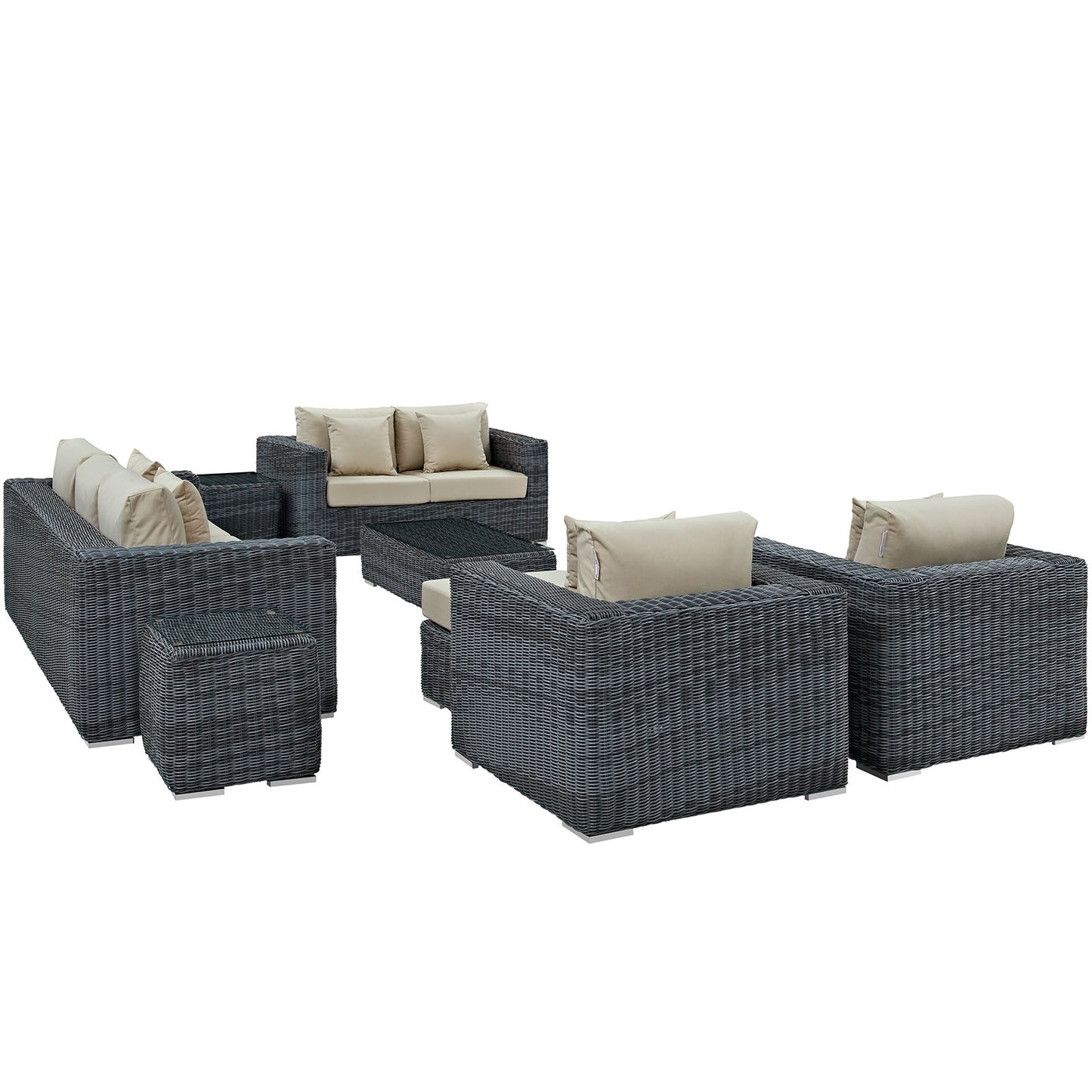 Summon 9 Piece Outdoor Patio Sunbrella® Sectional Set By Modway - EEI-1895 | Outdoor Sofas, Loveseats & Sectionals | Modishstore - 3