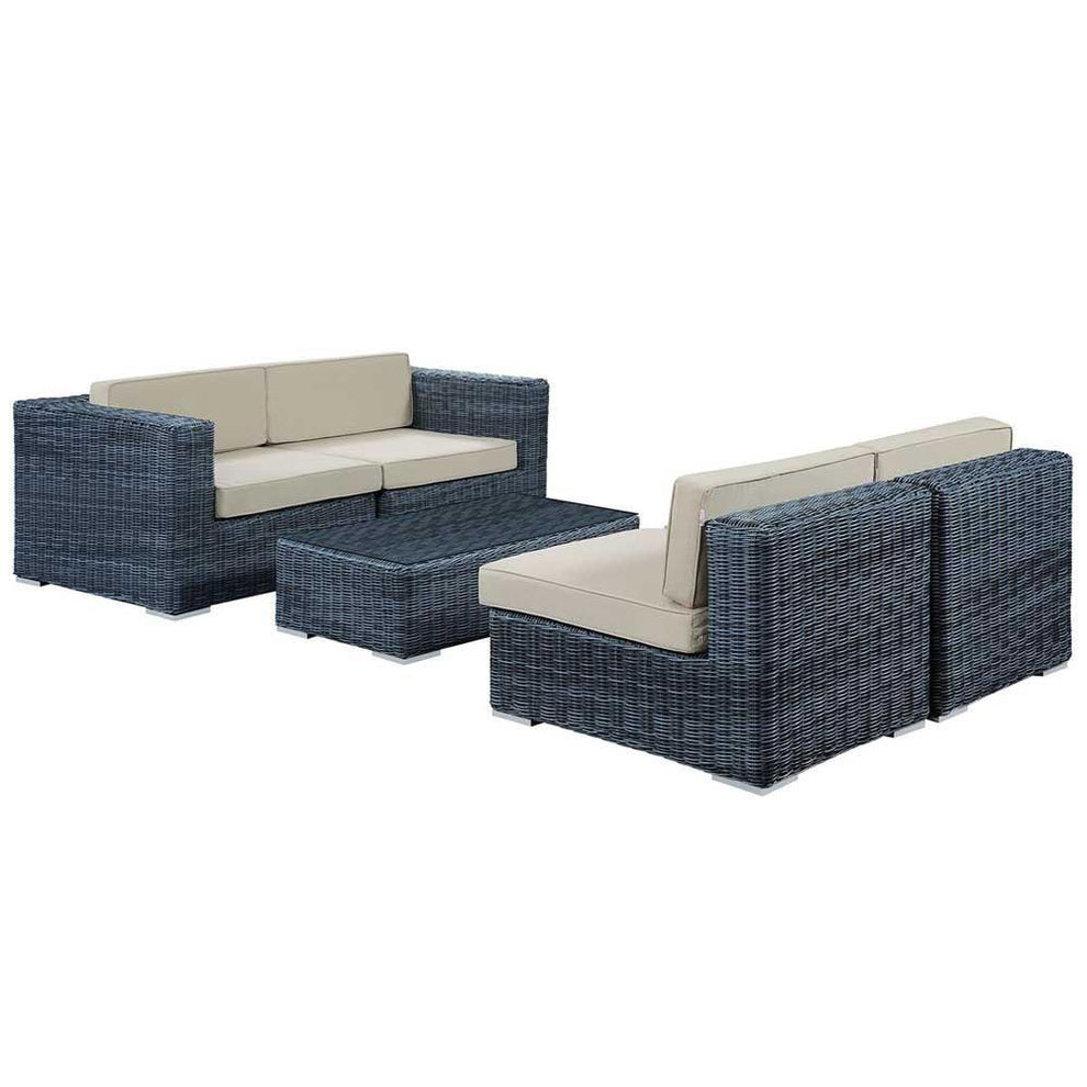 Modway Summon 5 Piece Sunbrella Outdoor Patio Sectional Set - EEI-1896 | Outdoor Sofas, Loveseats & Sectionals | Modishstore - 4