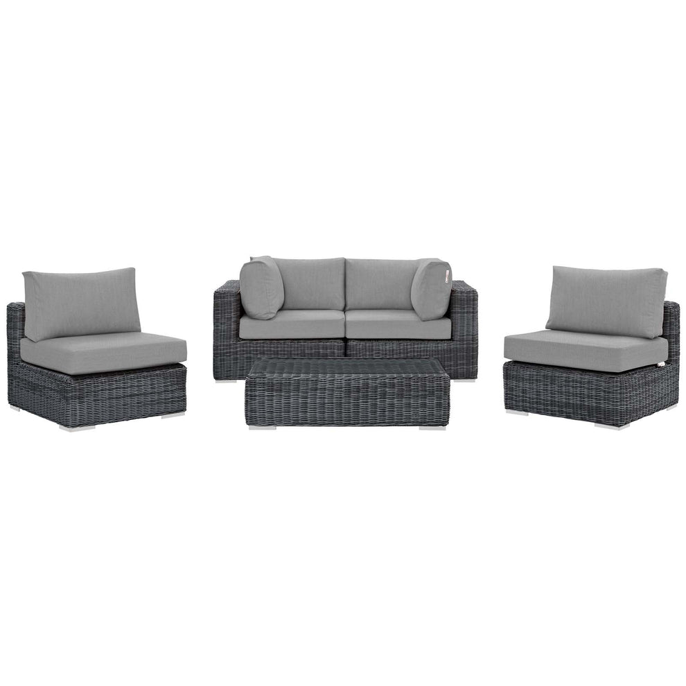 Modway Summon 5 Piece Sunbrella Outdoor Patio Sectional Set - EEI-1896 | Outdoor Sofas, Loveseats & Sectionals | Modishstore - 18