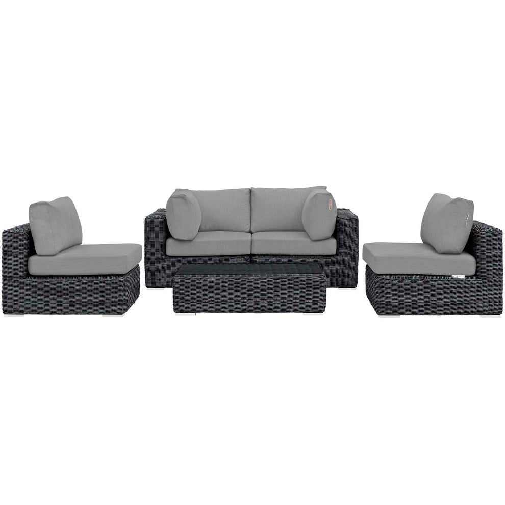 Modway Summon 5 Piece Sunbrella Outdoor Patio Sectional Set - EEI-1896 | Outdoor Sofas, Loveseats & Sectionals | Modishstore - 19