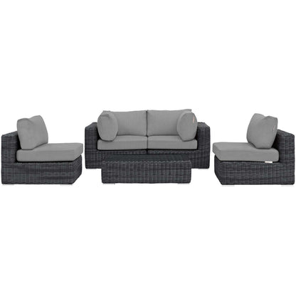 Modway Summon 5 Piece Sunbrella Outdoor Patio Sectional Set - EEI-1896 | Outdoor Sofas, Loveseats & Sectionals | Modishstore - 17