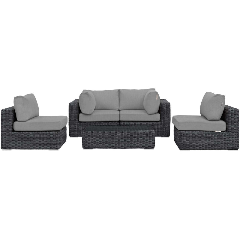 Modway Summon 5 Piece Sunbrella Outdoor Patio Sectional Set - EEI-1896 | Outdoor Sofas, Loveseats & Sectionals | Modishstore - 17