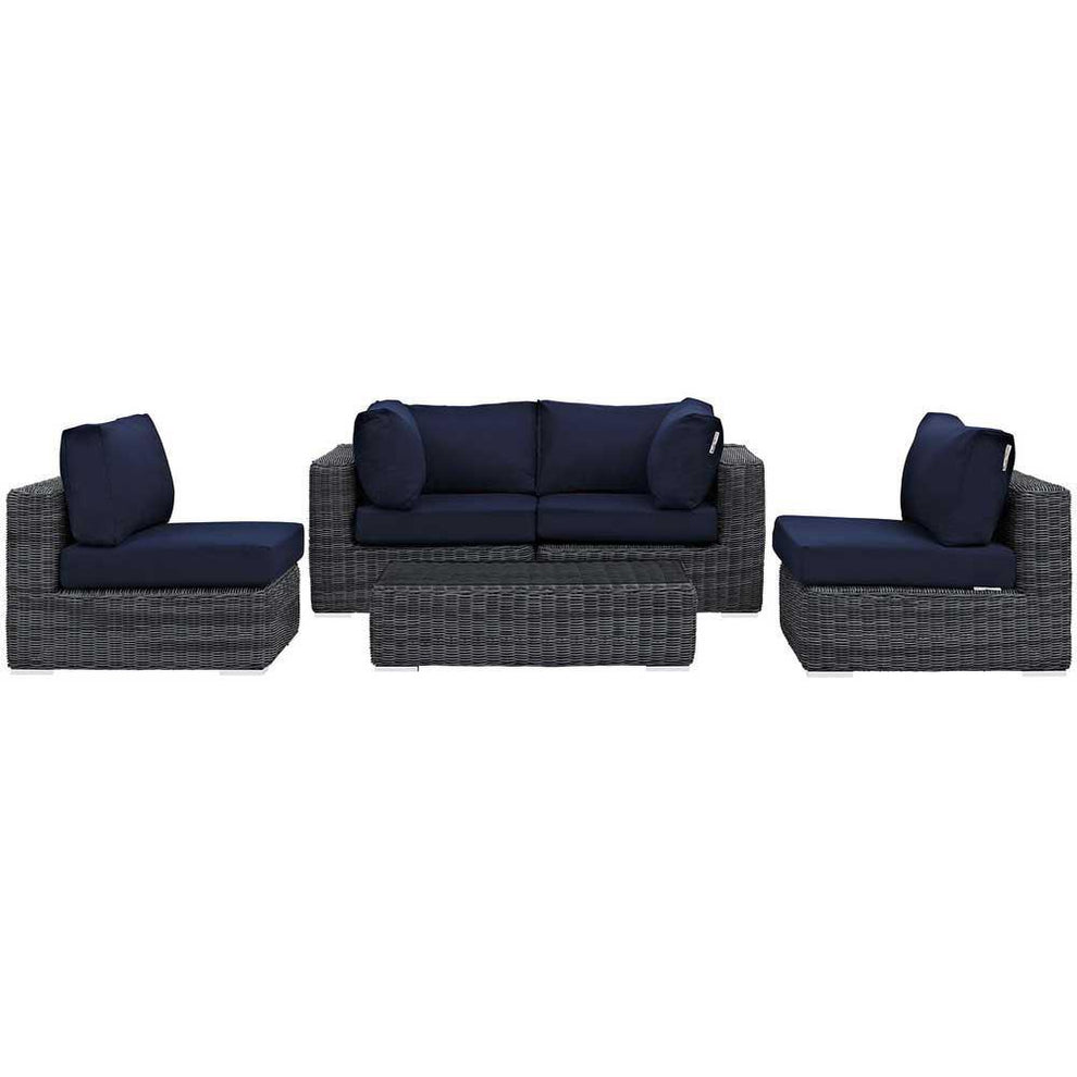 Modway Summon 5 Piece Sunbrella Outdoor Patio Sectional Set - EEI-1896 | Outdoor Sofas, Loveseats & Sectionals | Modishstore - 10