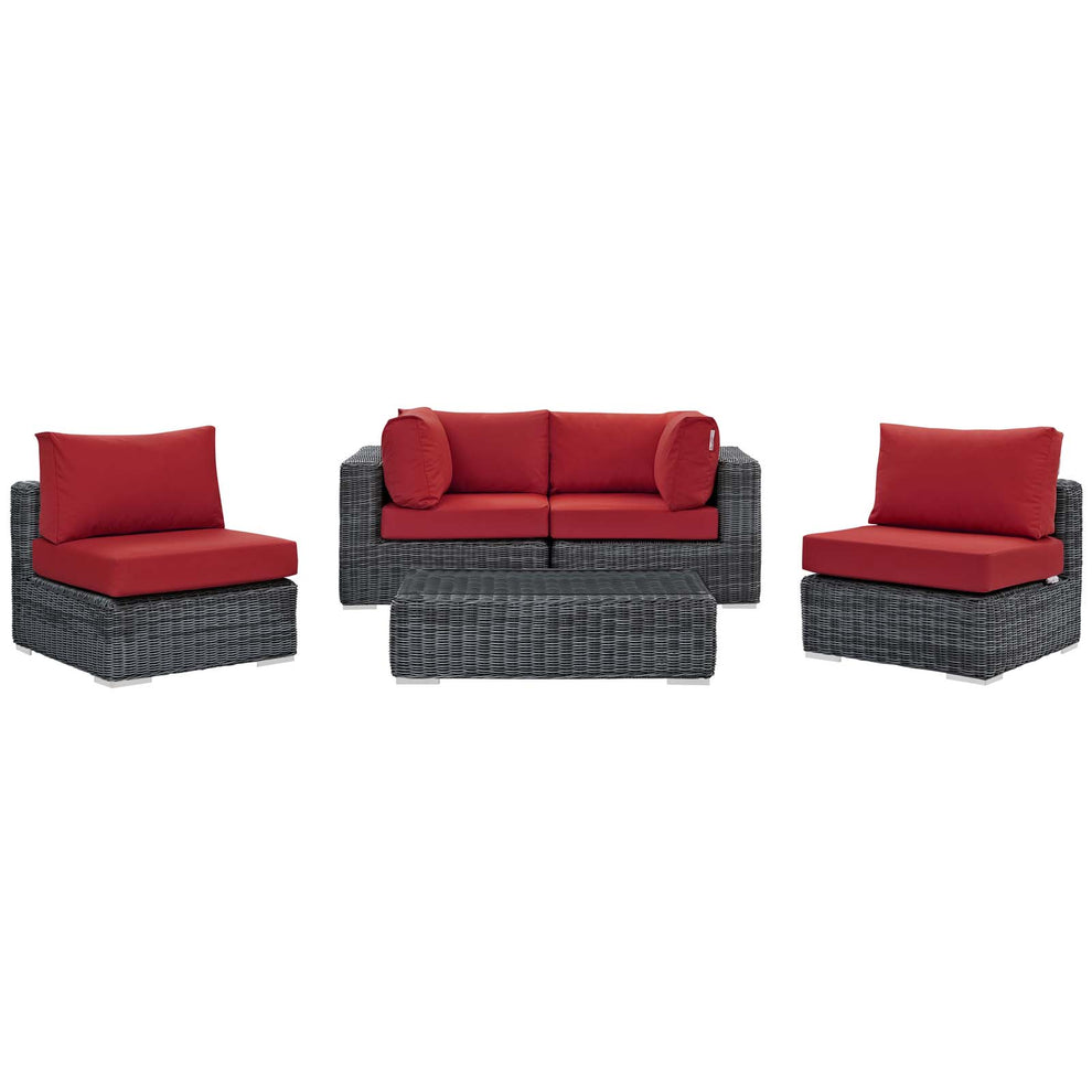 Modway Summon 5 Piece Sunbrella Outdoor Patio Sectional Set - EEI-1896 | Outdoor Sofas, Loveseats & Sectionals | Modishstore - 22