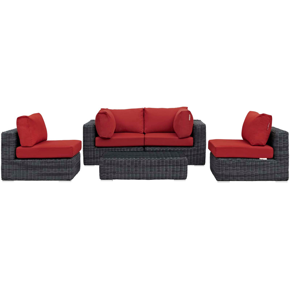 Modway Summon 5 Piece Sunbrella Outdoor Patio Sectional Set - EEI-1896 | Outdoor Sofas, Loveseats & Sectionals | Modishstore - 23