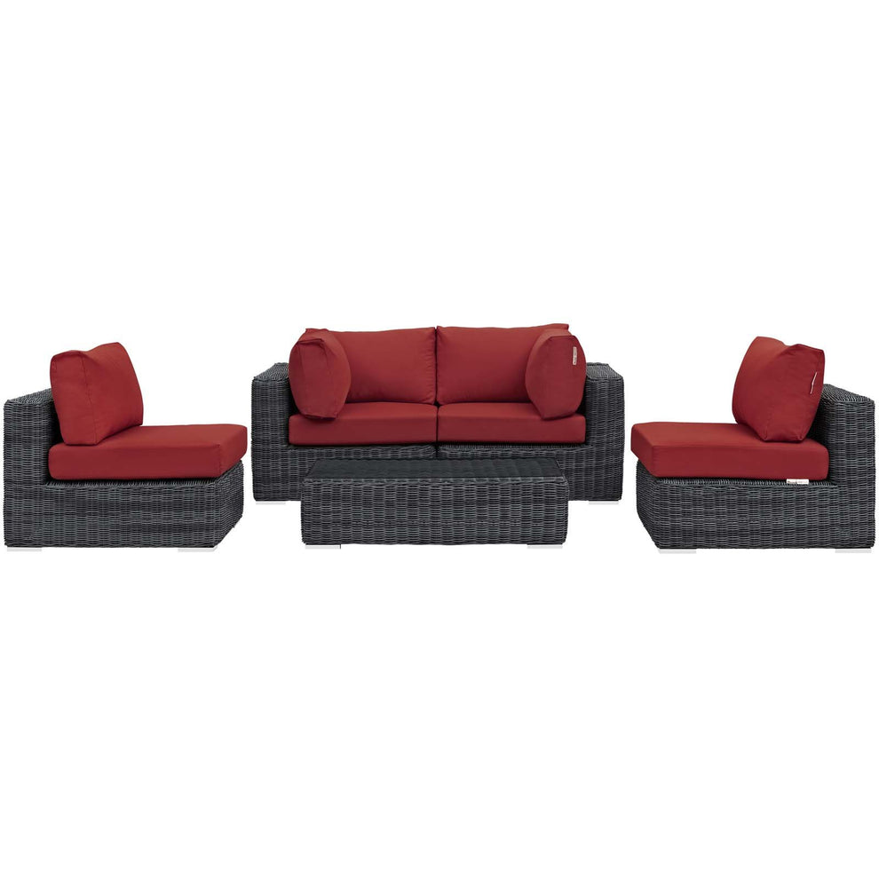 Modway Summon 5 Piece Sunbrella Outdoor Patio Sectional Set - EEI-1896 | Outdoor Sofas, Loveseats & Sectionals | Modishstore - 21