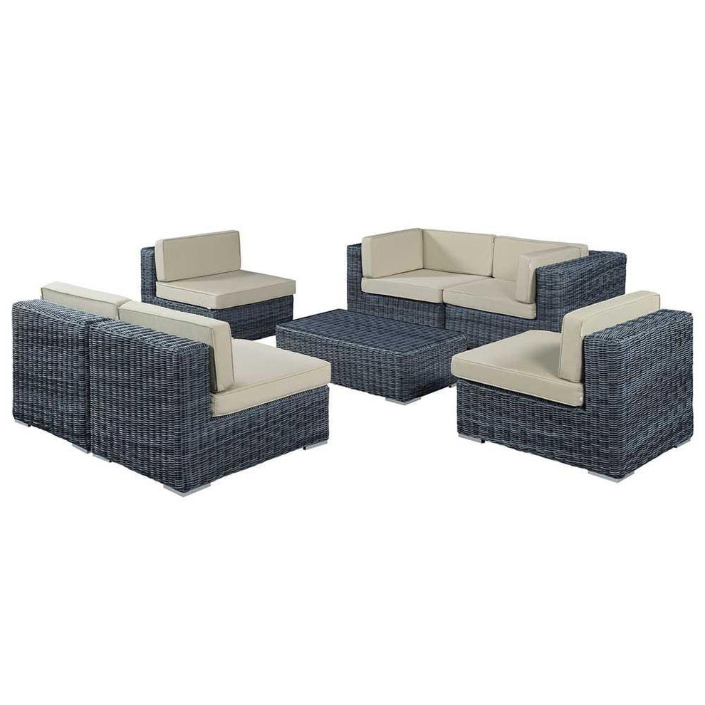 Modway Summon 7 Piece Outdoor Patio Sunbrella Sectional Set - EEI-1897 | Outdoor Sofas, Loveseats & Sectionals | Modishstore - 4