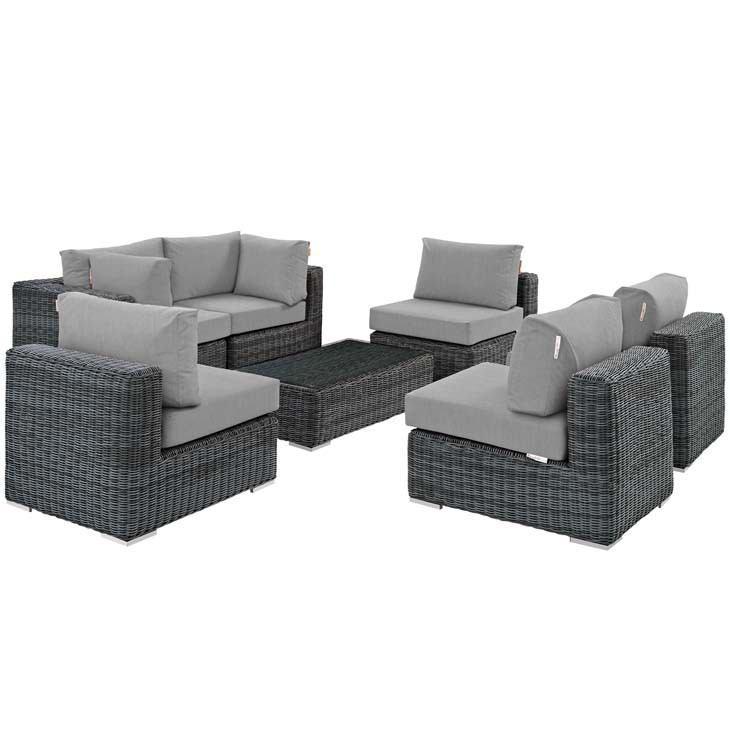 Modway Summon 7 Piece Outdoor Patio Sunbrella Sectional Set - EEI-1897 | Outdoor Sofas, Loveseats & Sectionals | Modishstore - 22