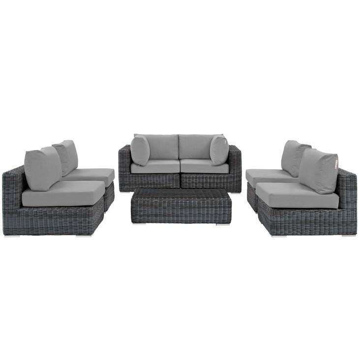 Modway Summon 7 Piece Outdoor Patio Sunbrella Sectional Set - EEI-1897 | Outdoor Sofas, Loveseats & Sectionals | Modishstore - 21
