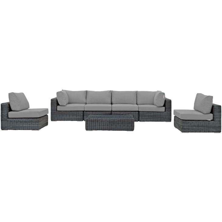 Modway Summon 7 Piece Outdoor Patio Sunbrella Sectional Set - EEI-1897 | Outdoor Sofas, Loveseats & Sectionals | Modishstore - 18