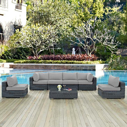 Modway Summon 7 Piece Outdoor Patio Sunbrella Sectional Set - EEI-1897 | Outdoor Sofas, Loveseats & Sectionals | Modishstore - 17