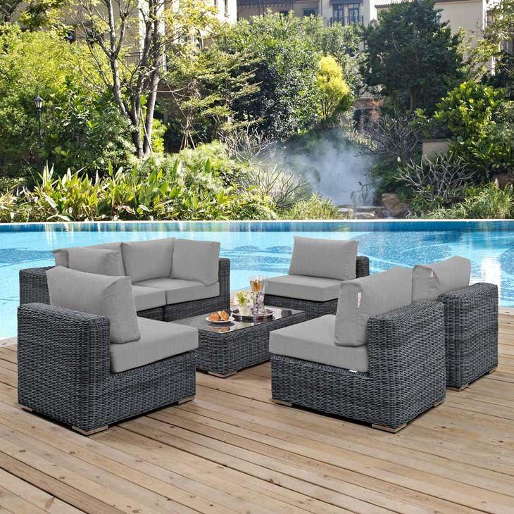 Modway Summon 7 Piece Outdoor Patio Sunbrella Sectional Set - EEI-1897 | Outdoor Sofas, Loveseats & Sectionals | Modishstore - 23