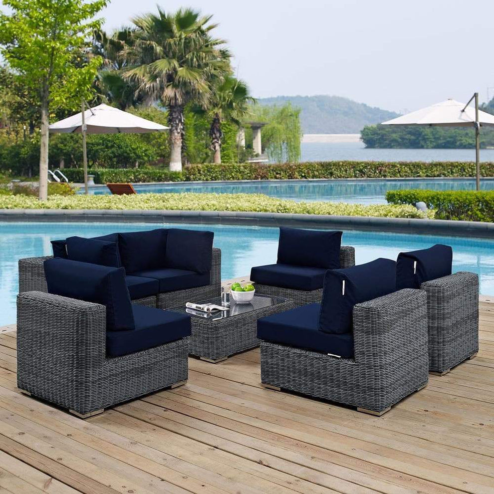Modway Summon 7 Piece Outdoor Patio Sunbrella Sectional Set - EEI-1897 | Outdoor Sofas, Loveseats & Sectionals | Modishstore - 15