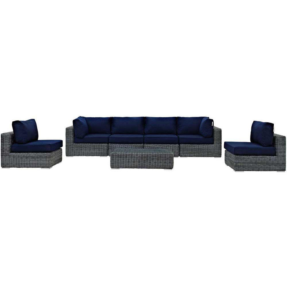 Modway Summon 7 Piece Outdoor Patio Sunbrella Sectional Set - EEI-1897 | Outdoor Sofas, Loveseats & Sectionals | Modishstore - 13