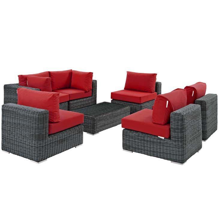 Modway Summon 7 Piece Outdoor Patio Sunbrella Sectional Set - EEI-1897 | Outdoor Sofas, Loveseats & Sectionals | Modishstore - 31