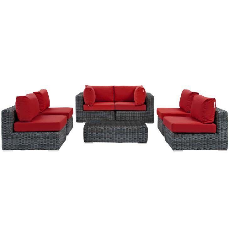 Modway Summon 7 Piece Outdoor Patio Sunbrella Sectional Set - EEI-1897 | Outdoor Sofas, Loveseats & Sectionals | Modishstore - 30