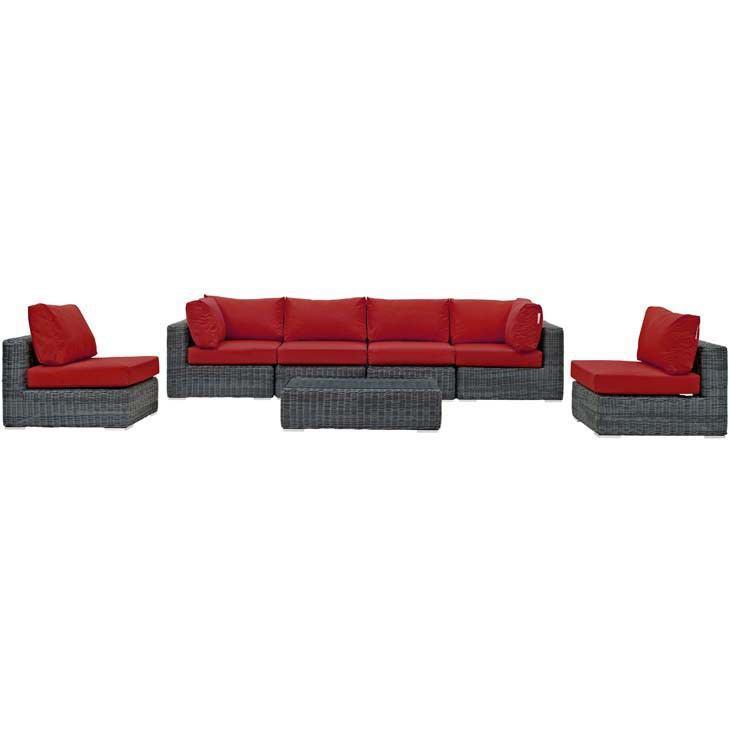 Modway Summon 7 Piece Outdoor Patio Sunbrella Sectional Set - EEI-1897 | Outdoor Sofas, Loveseats & Sectionals | Modishstore - 26