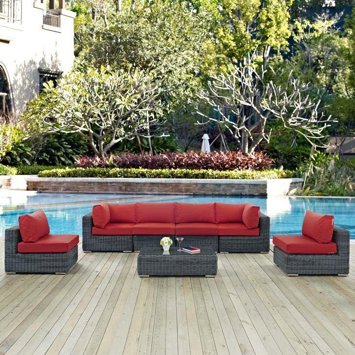 Modway Summon 7 Piece Outdoor Patio Sunbrella Sectional Set - EEI-1897 | Outdoor Sofas, Loveseats & Sectionals | Modishstore - 25