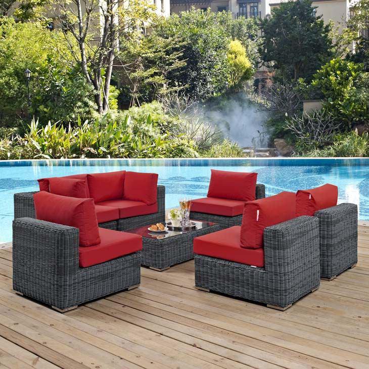 Modway Summon 7 Piece Outdoor Patio Sunbrella Sectional Set - EEI-1897 | Outdoor Sofas, Loveseats & Sectionals | Modishstore - 32