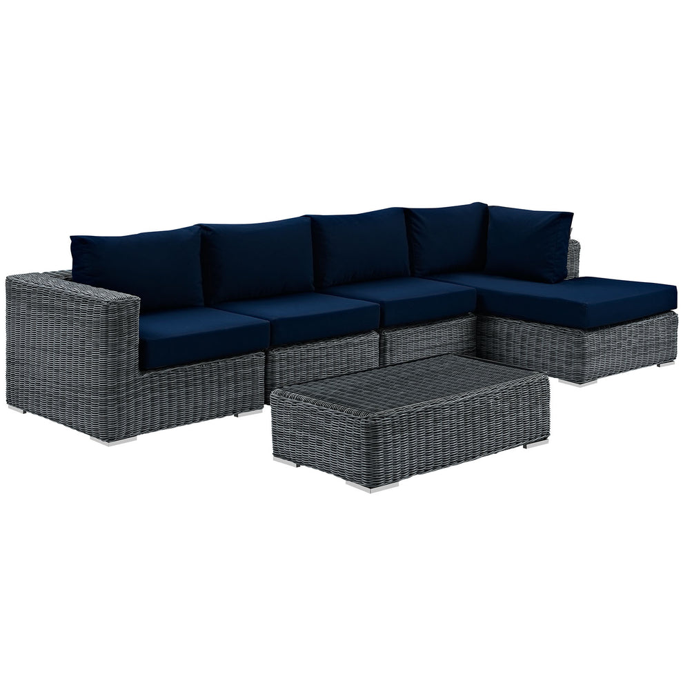 Summon 5 Piece Outdoor Patio Sunbrella® Sectional Set By Modway - EEI-1900 | Outdoor Sofas, Loveseats & Sectionals | Modishstore - 2