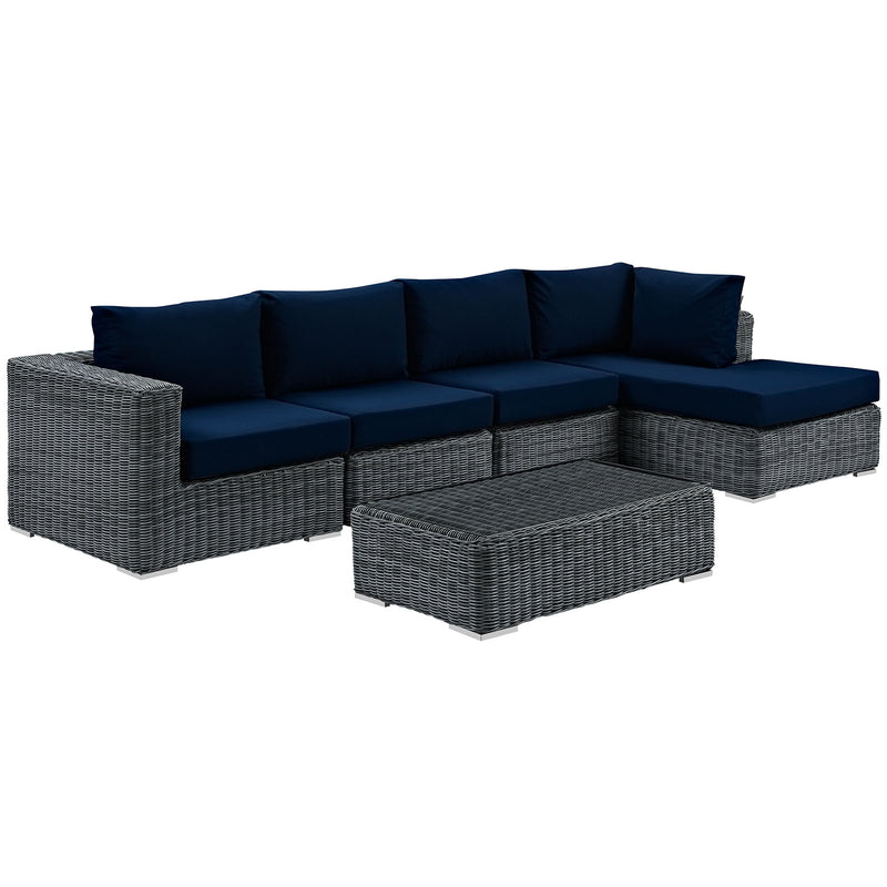 Summon 5 Piece Outdoor Patio Sunbrella® Sectional Set By Modway - EEI-1900 | Outdoor Sofas, Loveseats & Sectionals | Modishstore - 2