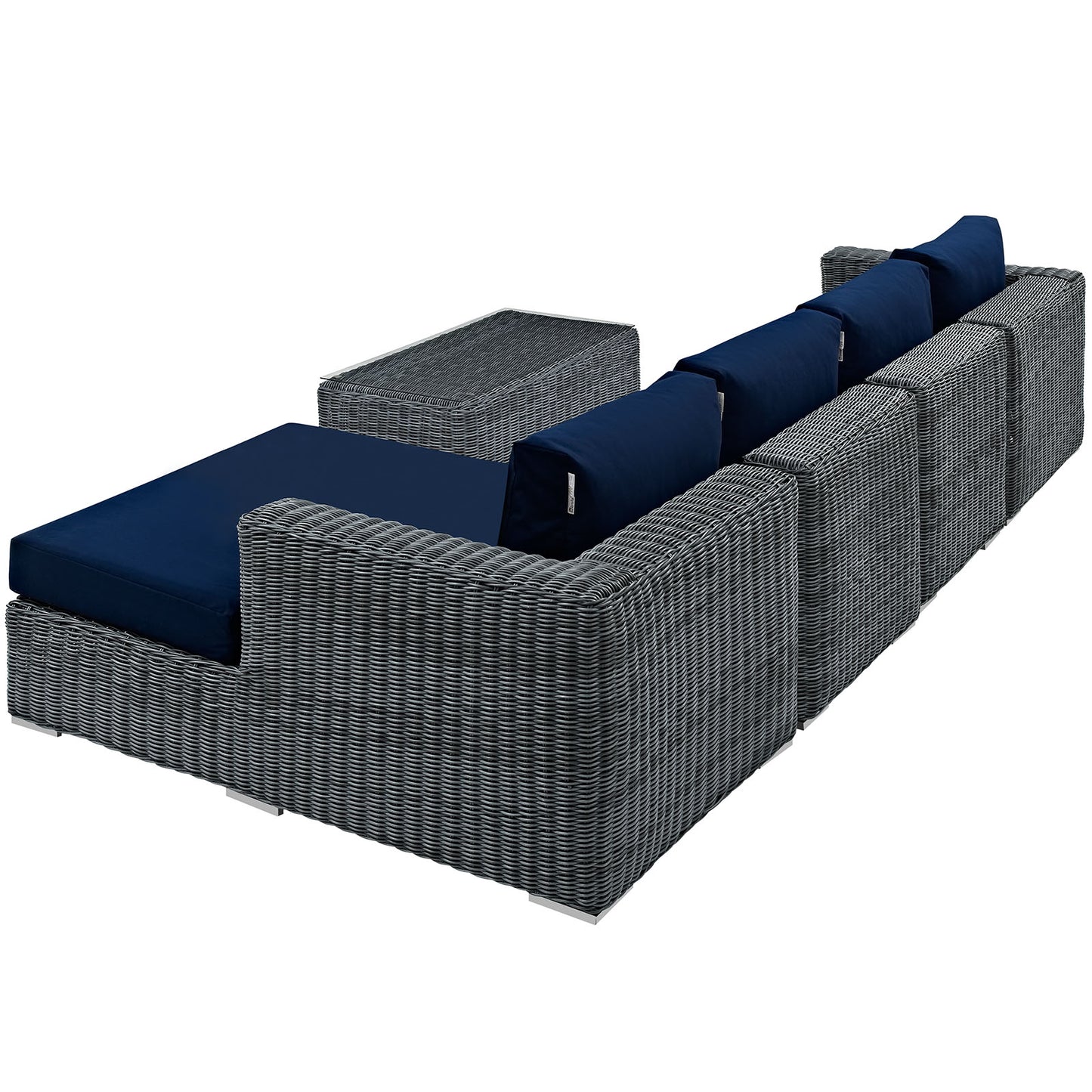Summon 5 Piece Outdoor Patio Sunbrella® Sectional Set By Modway - EEI-1900 | Outdoor Sofas, Loveseats & Sectionals | Modishstore - 3