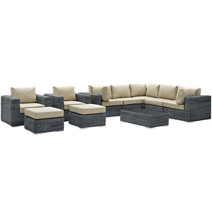 Modway Summon 10 Piece Outdoor Patio Sectional Set - EEI-1902 | Outdoor Sofas, Loveseats & Sectionals | Modishstore - 7