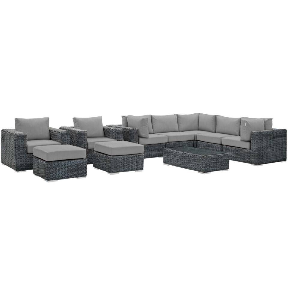 Modway Summon 10 Piece Outdoor Patio Sectional Set | Outdoor Sofas, Loveseats & Sectionals | Modishstore-27
