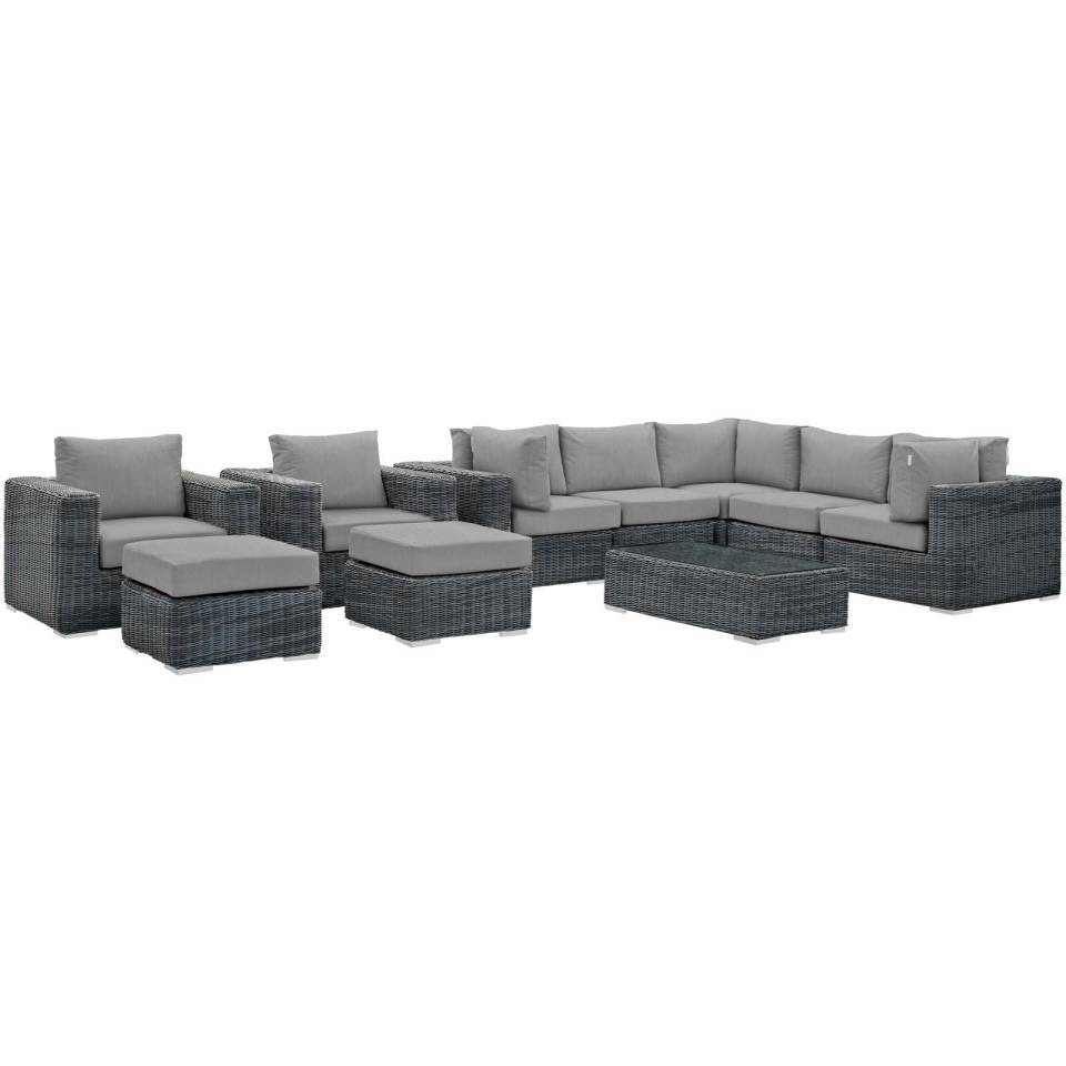 Modway Summon 10 Piece Outdoor Patio Sectional Set - EEI-1902 | Outdoor Sofas, Loveseats & Sectionals | Modishstore - 20