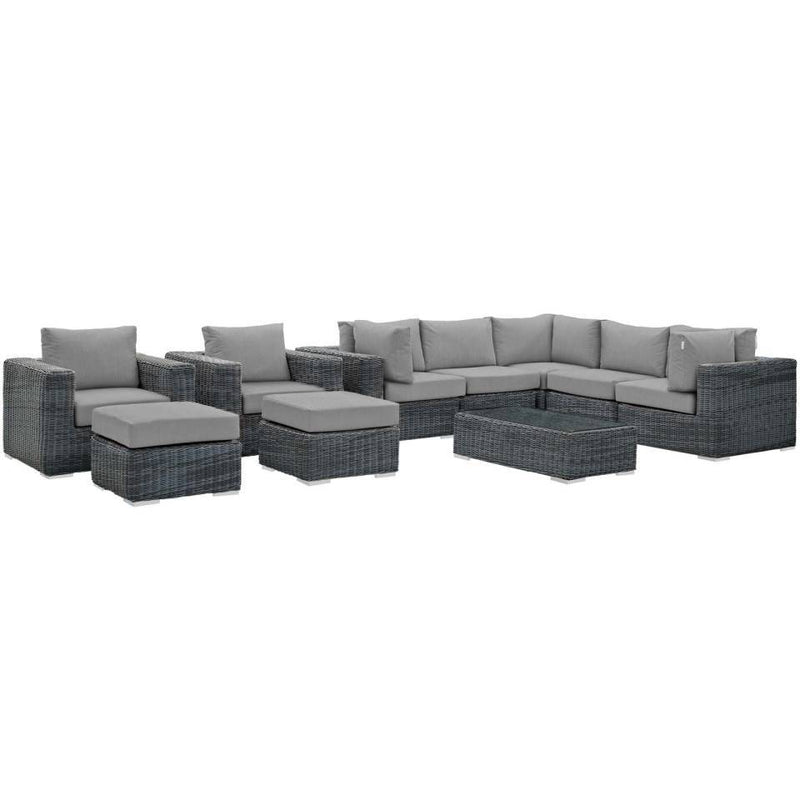 Modway Summon 10 Piece Outdoor Patio Sectional Set - EEI-1902 | Outdoor Sofas, Loveseats & Sectionals | Modishstore - 20