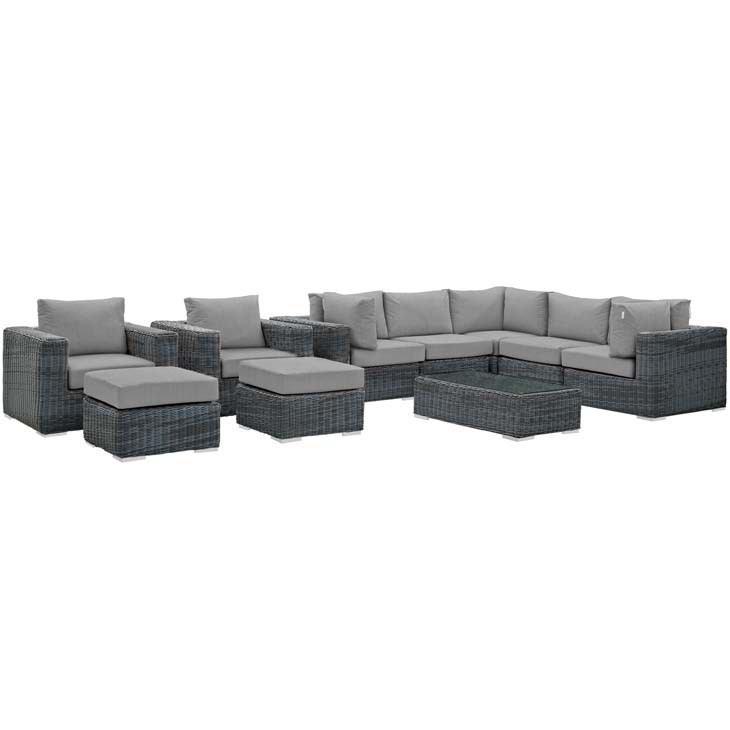 Modway Summon 10 Piece Outdoor Patio Sectional Set - EEI-1902 | Outdoor Sofas, Loveseats & Sectionals | Modishstore - 14