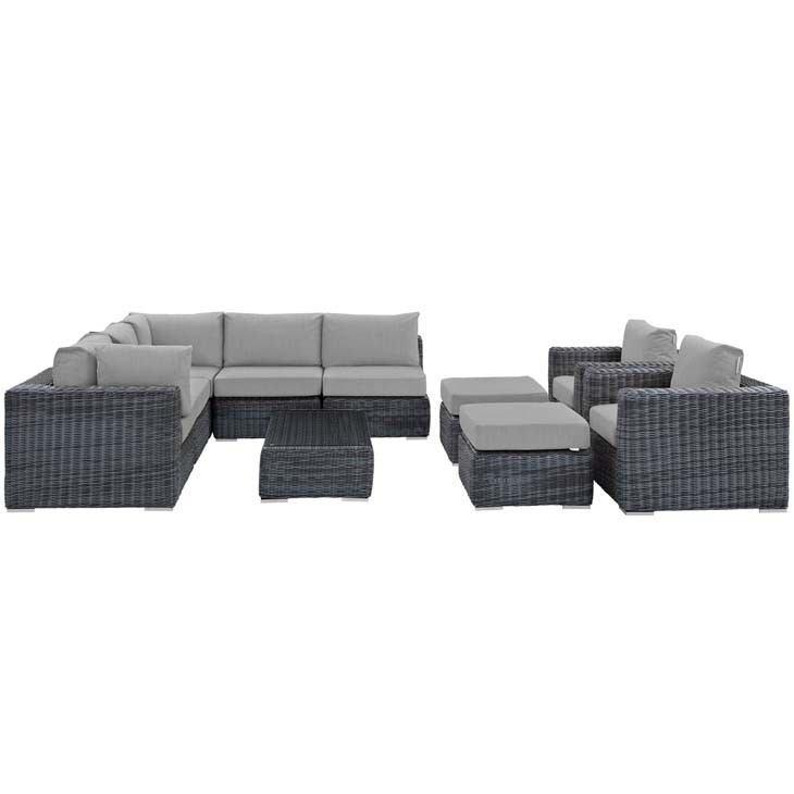 Modway Summon 10 Piece Outdoor Patio Sectional Set - EEI-1902 | Outdoor Sofas, Loveseats & Sectionals | Modishstore - 19