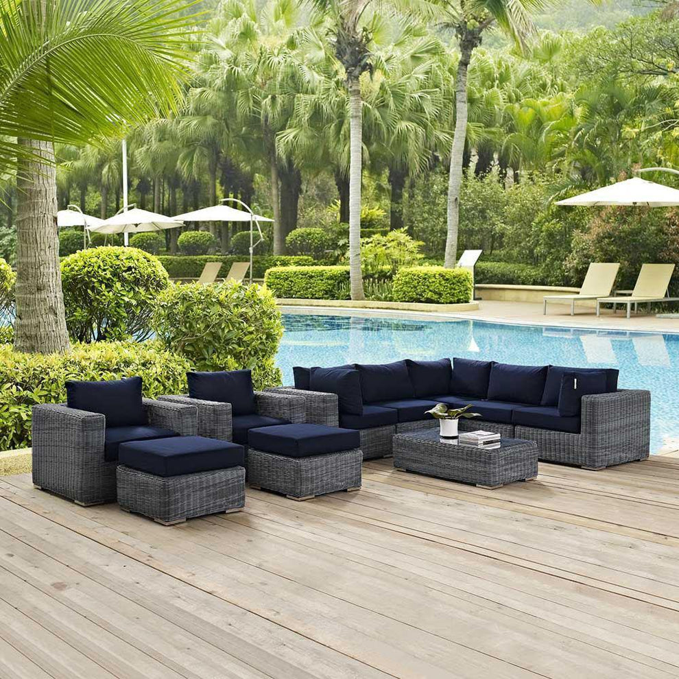 Modway Summon 10 Piece Outdoor Patio Sectional Set - EEI-1902 | Outdoor Sofas, Loveseats & Sectionals | Modishstore - 1