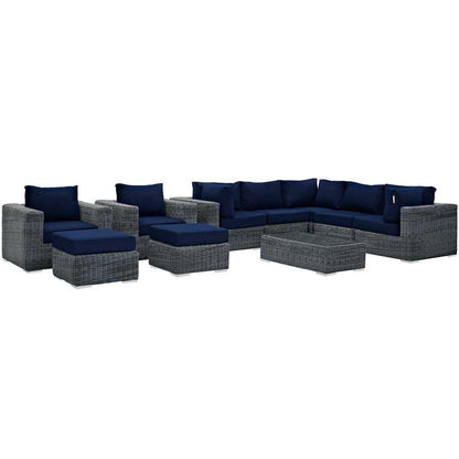 Modway Summon 10 Piece Outdoor Patio Sectional Set | Outdoor Sofas, Loveseats & Sectionals | Modishstore-2