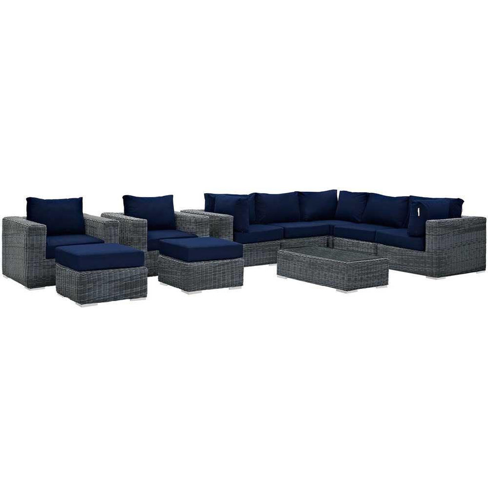Modway Summon 10 Piece Outdoor Patio Sectional Set - EEI-1902 | Outdoor Sofas, Loveseats & Sectionals | Modishstore - 2