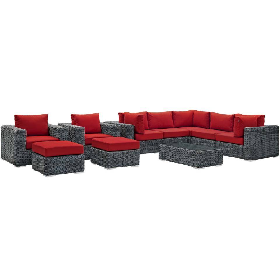 Modway Summon 10 Piece Outdoor Patio Sectional Set | Outdoor Sofas, Loveseats & Sectionals | Modishstore-33