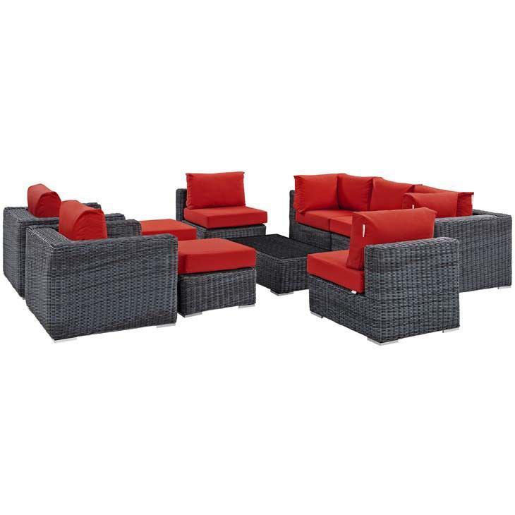 Modway Summon 10 Piece Outdoor Patio Sectional Set | Outdoor Sofas, Loveseats & Sectionals | Modishstore-38