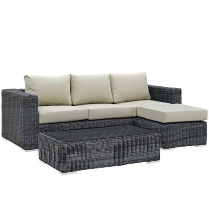 Modway Summon 3 Piece Outdoor Patio Sunbrella Sectional Set - EEI-1903 - EEI-1903 | Outdoor Sofas, Loveseats & Sectionals | Modishstore - 5