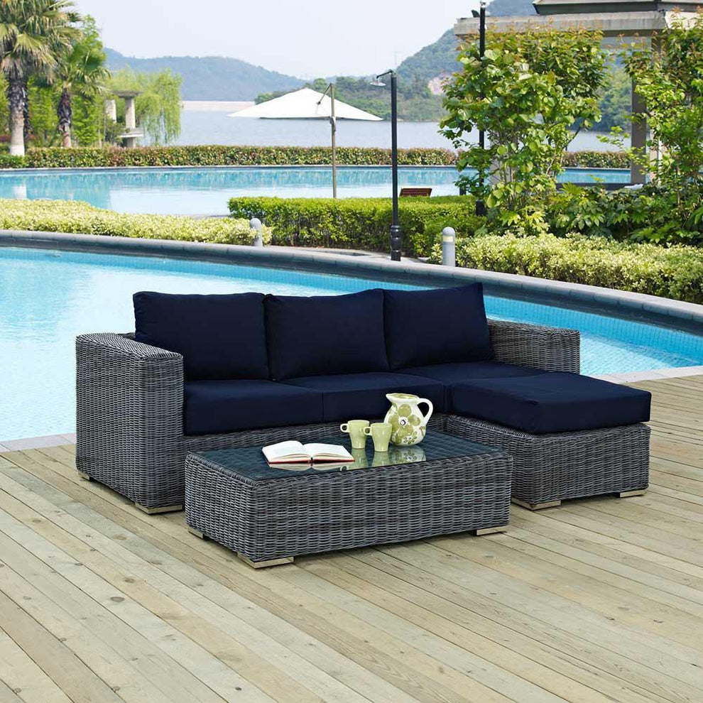 Modway Summon 3 Piece Outdoor Patio Sunbrella Sectional Set - EEI-1903 - EEI-1903 | Outdoor Sofas, Loveseats & Sectionals | Modishstore - 1