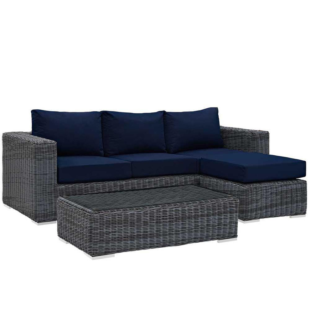 Modway Summon 3 Piece Outdoor Patio Sunbrella Sectional Set - EEI-1903 - EEI-1903 | Outdoor Sofas, Loveseats & Sectionals | Modishstore - 2