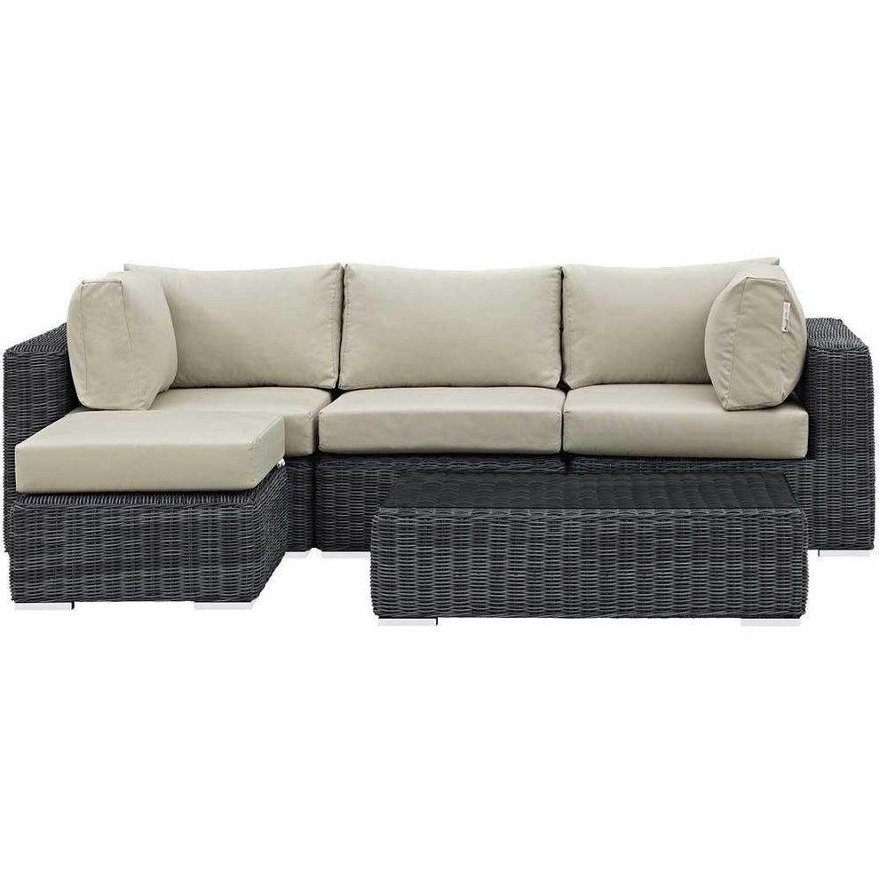 Modway Summon 5 Piece Outdoor Patio Sunbrella Sectional Set - EEI-1904 - EEI-1904 | Outdoor Sofas, Loveseats & Sectionals | Modishstore - 5