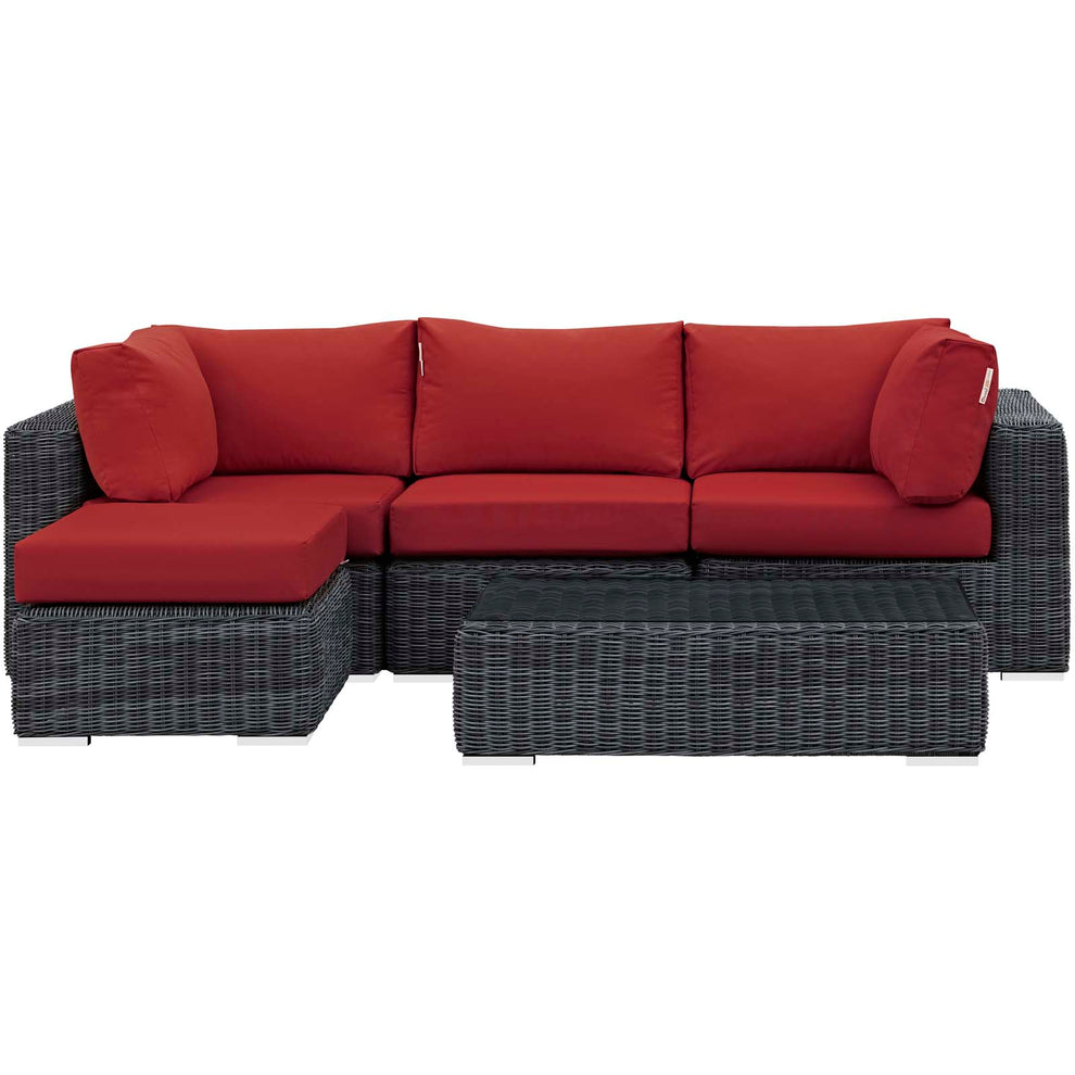 Modway Summon 5 Piece Outdoor Patio Sunbrella Sectional Set - EEI-1904 - EEI-1904 | Outdoor Sofas, Loveseats & Sectionals | Modishstore - 17