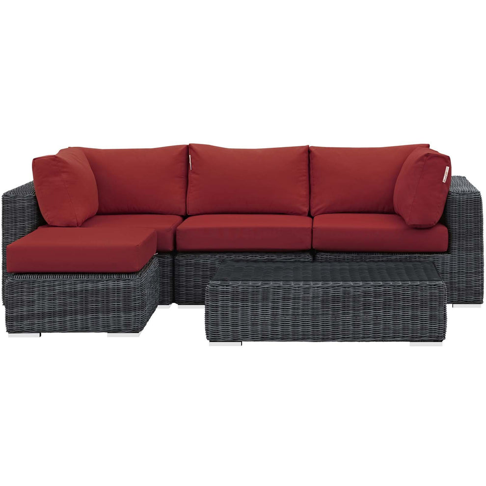Modway Summon 5 Piece Outdoor Patio Sunbrella Sectional Set - EEI-1904 - EEI-1904 | Outdoor Sofas, Loveseats & Sectionals | Modishstore - 16