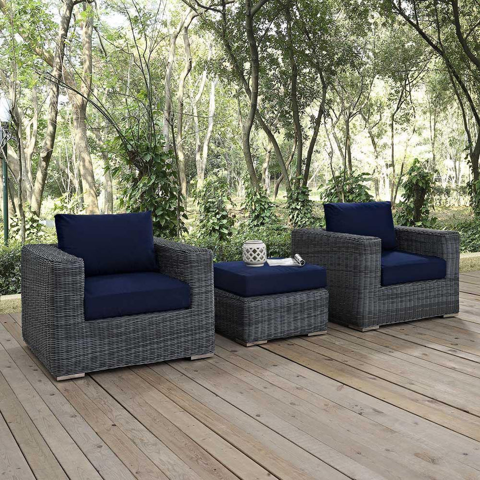 Modway Summon 3 Piece Outdoor Patio Sunbrella Sectional Set - EEI-1905 - EEI-1905 | Outdoor Sofas, Loveseats & Sectionals | Modishstore - 1