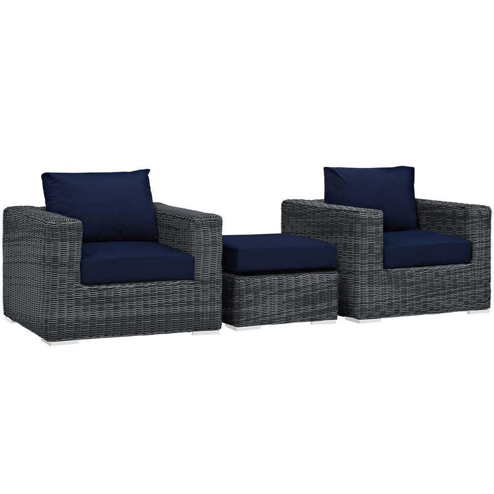 Modway Summon 3 Piece Outdoor Patio Sunbrella Sectional Set - EEI-1905 - EEI-1905 | Outdoor Sofas, Loveseats & Sectionals | Modishstore - 3