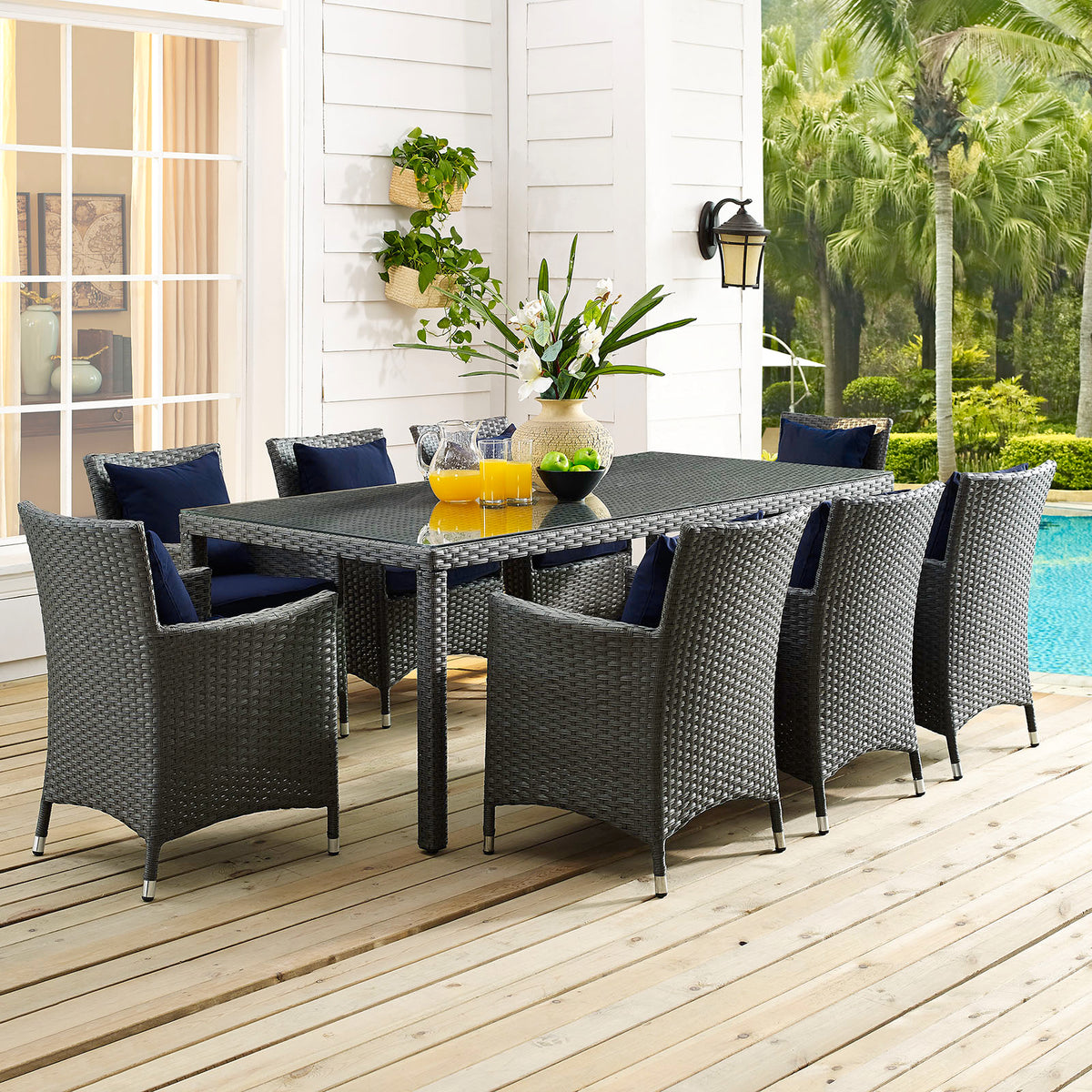 Modway Sojourn 82" Outdoor Patio Dining Table - Chocolate - EEI-1931 | Outdoor Tables | Modishstore - 1