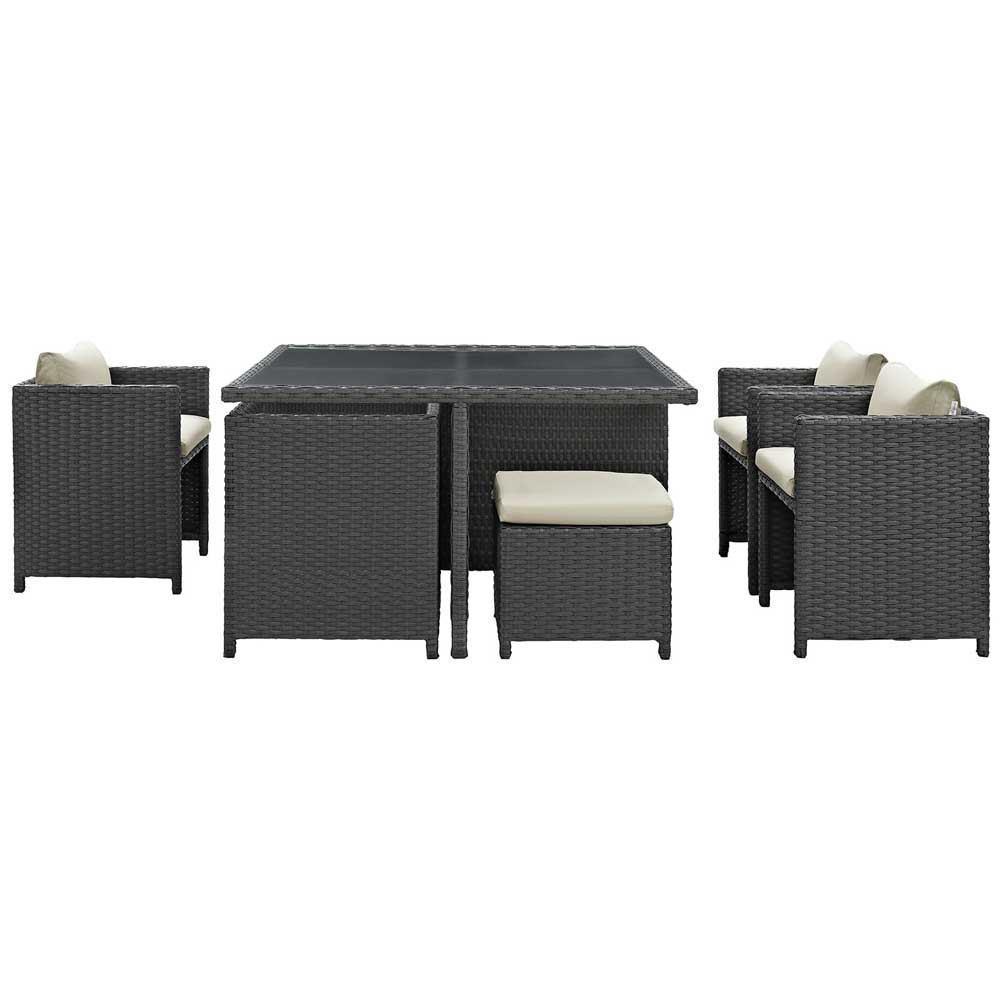 Modway Sojourn 9 Piece Outdoor Patio Glass Top Dining Set | Outdoor Dining Set | Modishstore-2